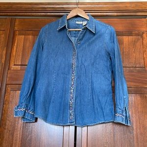 Cherokee jean shirt womens button down
